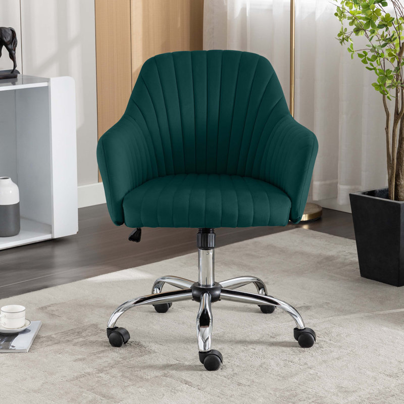 Accent Chair Modern Home Office Leisure Chair with Adjustable Velvet Height Green Mercer41